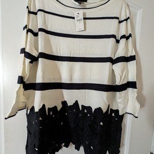 Lane Bryant Striped Sweater with Embellished Hem